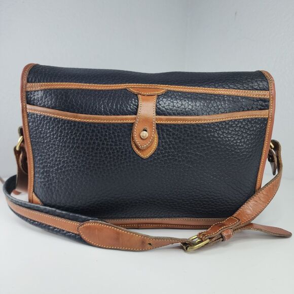 Dooney & Bourke Vintage Black Brown AWL Leather Messenger Crossbody Bag USA - Picture 2 of 13